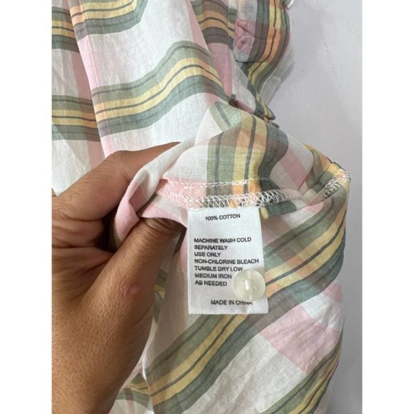 Birds of Paradis Trovata Marianne "B" Ruffle Sleeve Shirt Pomela Plaid Sz: M NWT - Picture 7 of 10